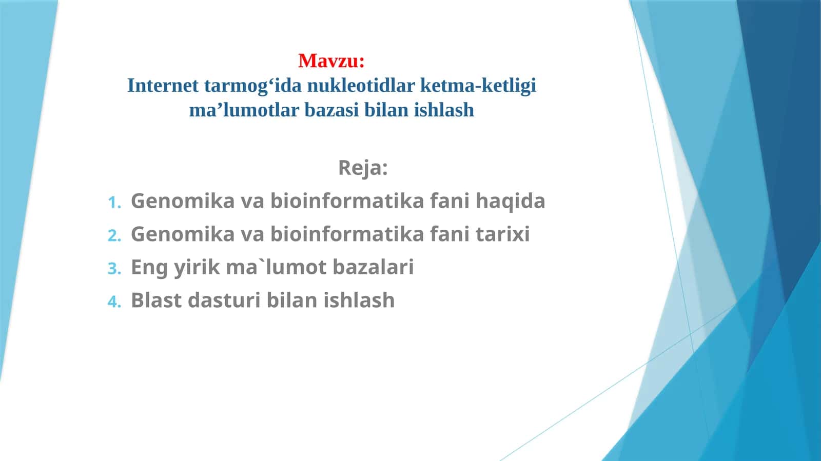 Genomika va bioinformatika fani haqida