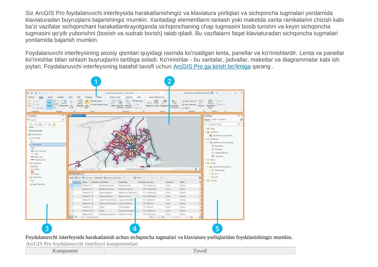 ArcGIS Pro foydalanuvchi interfeysi