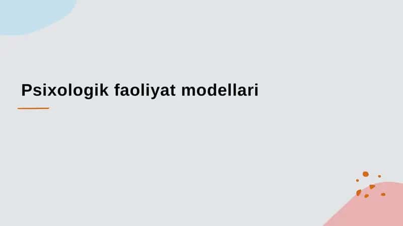 Psixologik faoliyat modellari