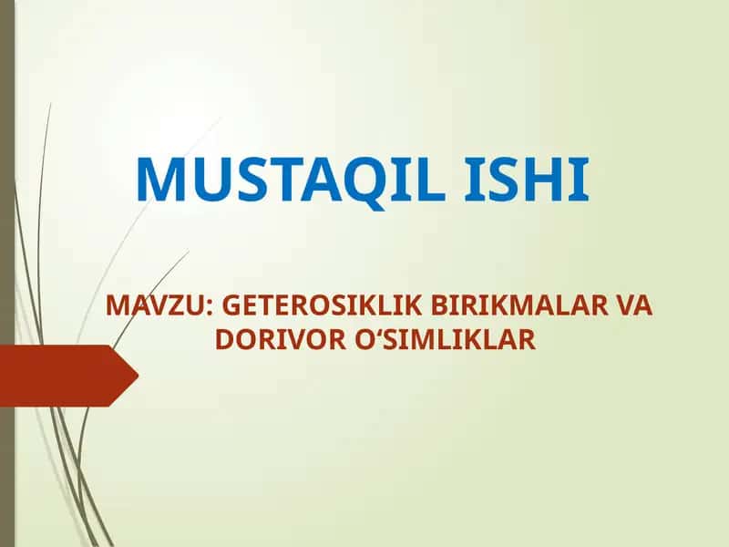 Geterosiklik birikmalar va dorivor vositalar