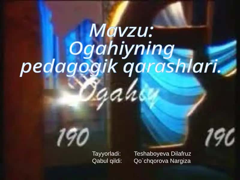 Muhammad Rizo Ogahiy hayoti va ijodi