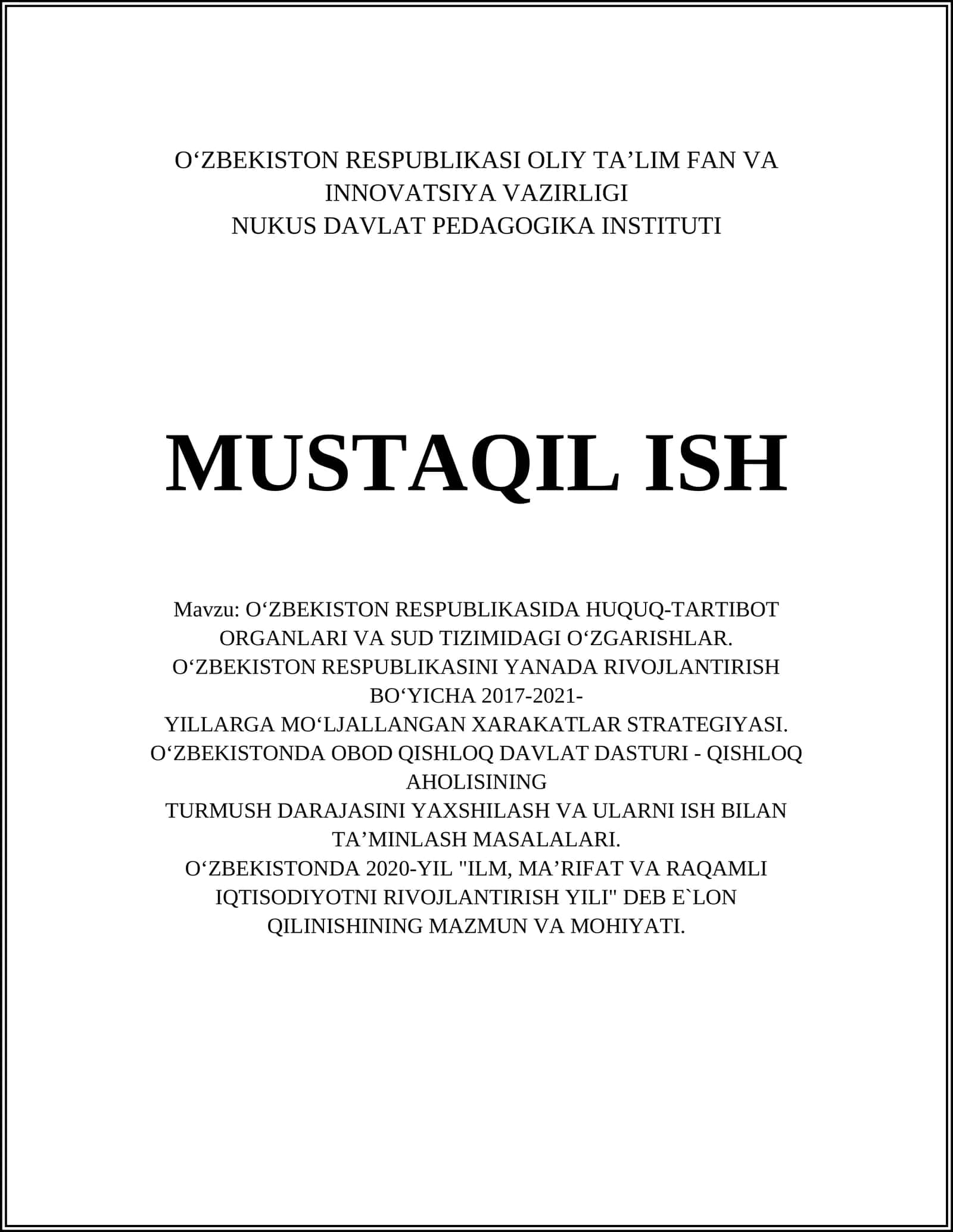 O‘zbekistonda Huquq-tartibot Organlarining Islohoti