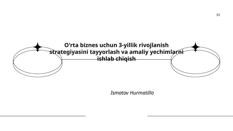 O'rta biznes uchun 3-yillik rivojlanish strategiyasini tayyorlash va amaliy yechimlarni ishlab chiqish