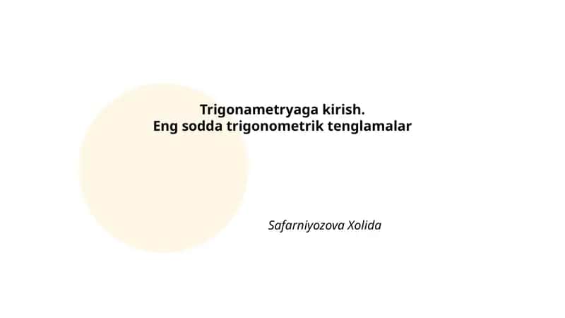 Trigonometriyaga kirish