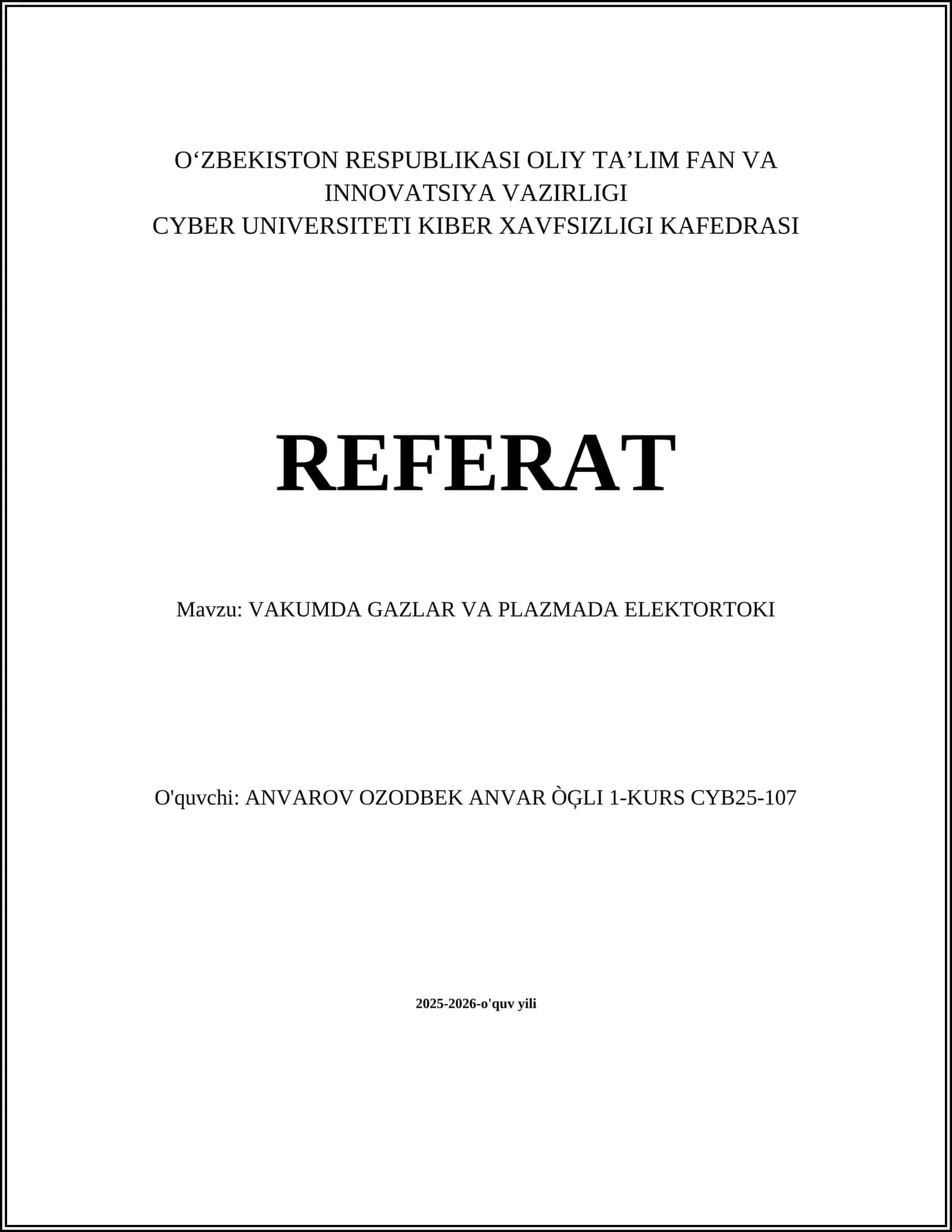 Gazlarda va plazmada elektr toki asosiy tushunchalari