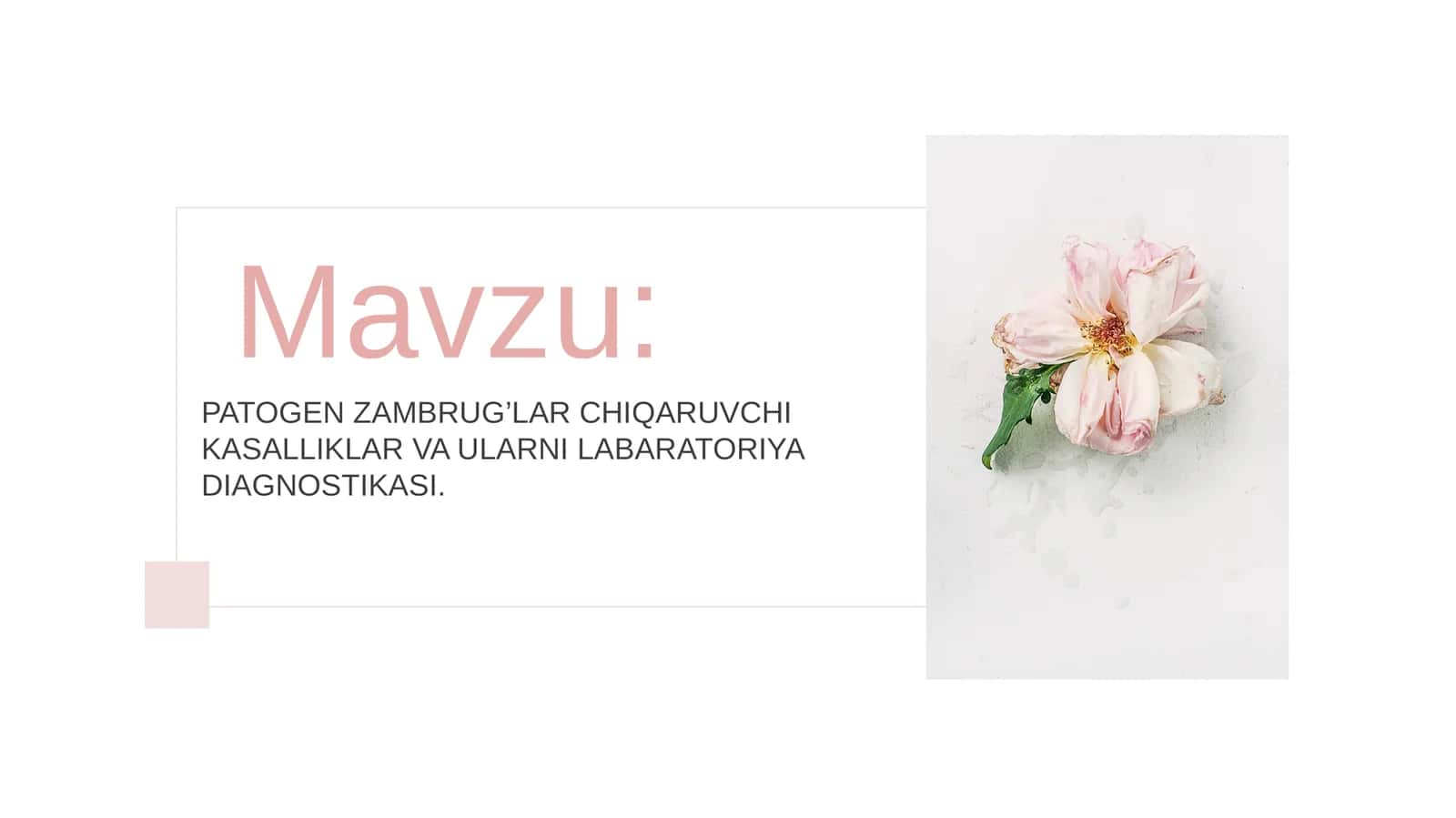 PATOGEN ZAMBRUG’LAR CHIQARUVCHI KASALLIKLAR VA ULARNI LABARATOR DIAGNOSTIKASI