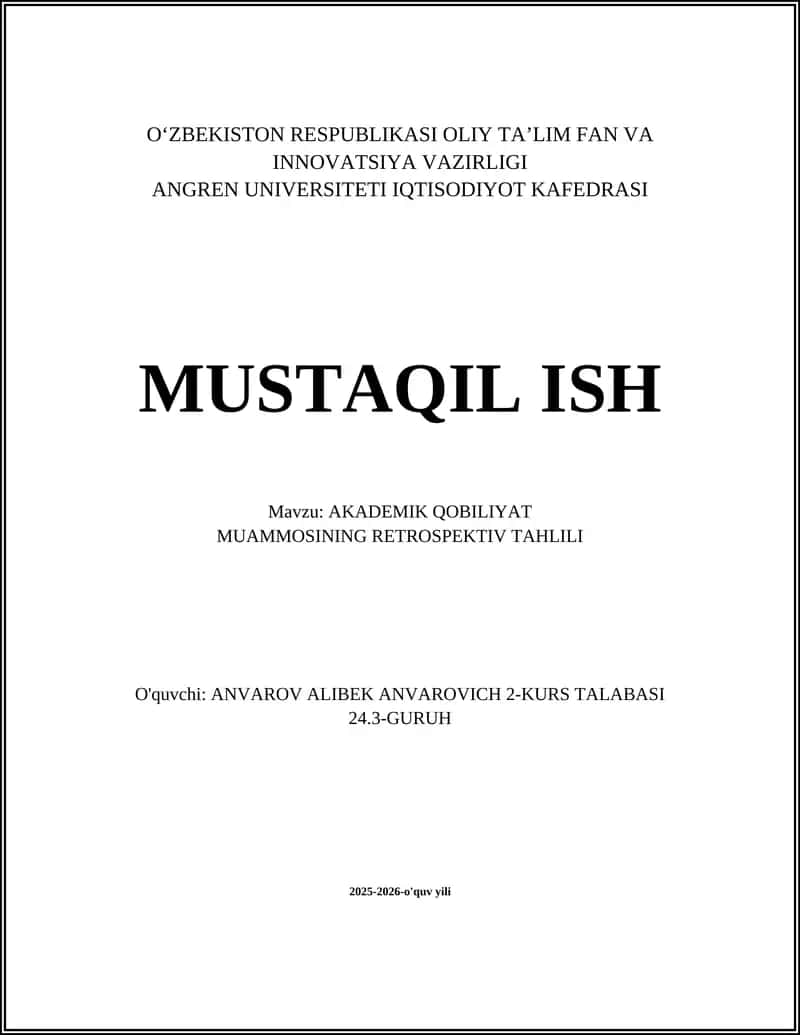 Akademik Qobiliyat Muammosi Retrospektiv Tahlili