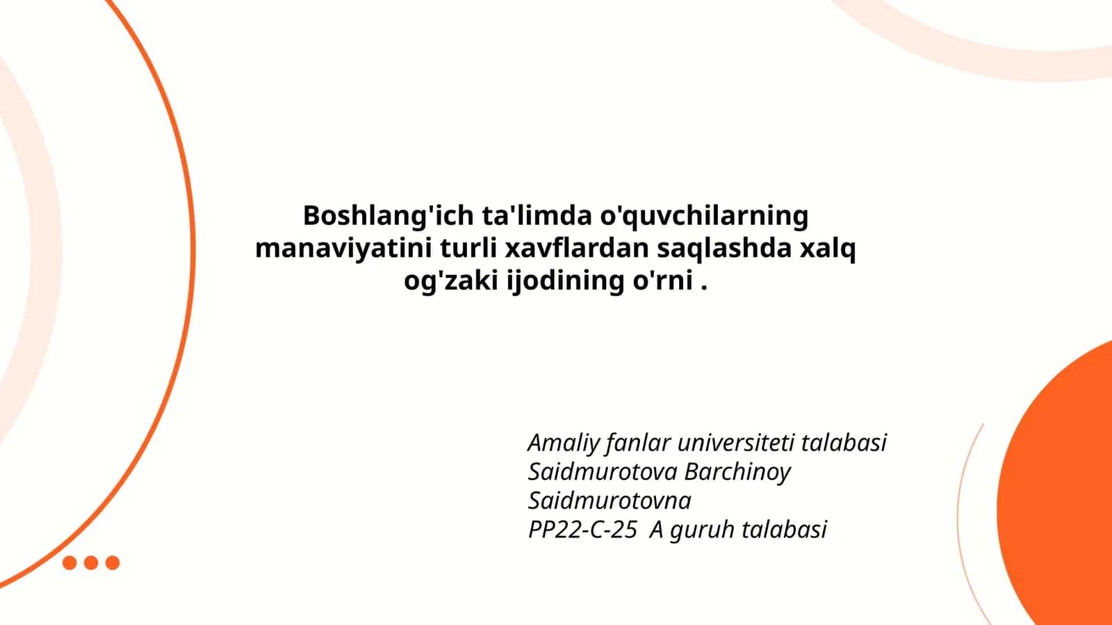 Boshlang'ich ta'limda o'quvchilarning manaviyatini turli xavflardan saqlashda xalq og'zaki ijodining o'rni