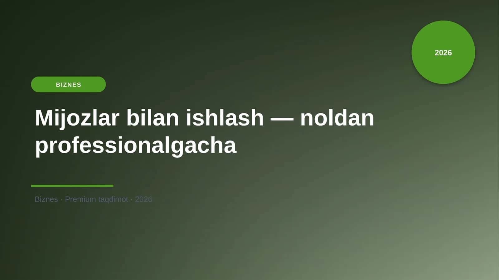 Mijozlar bilan ishlash — noldan professionalgacha