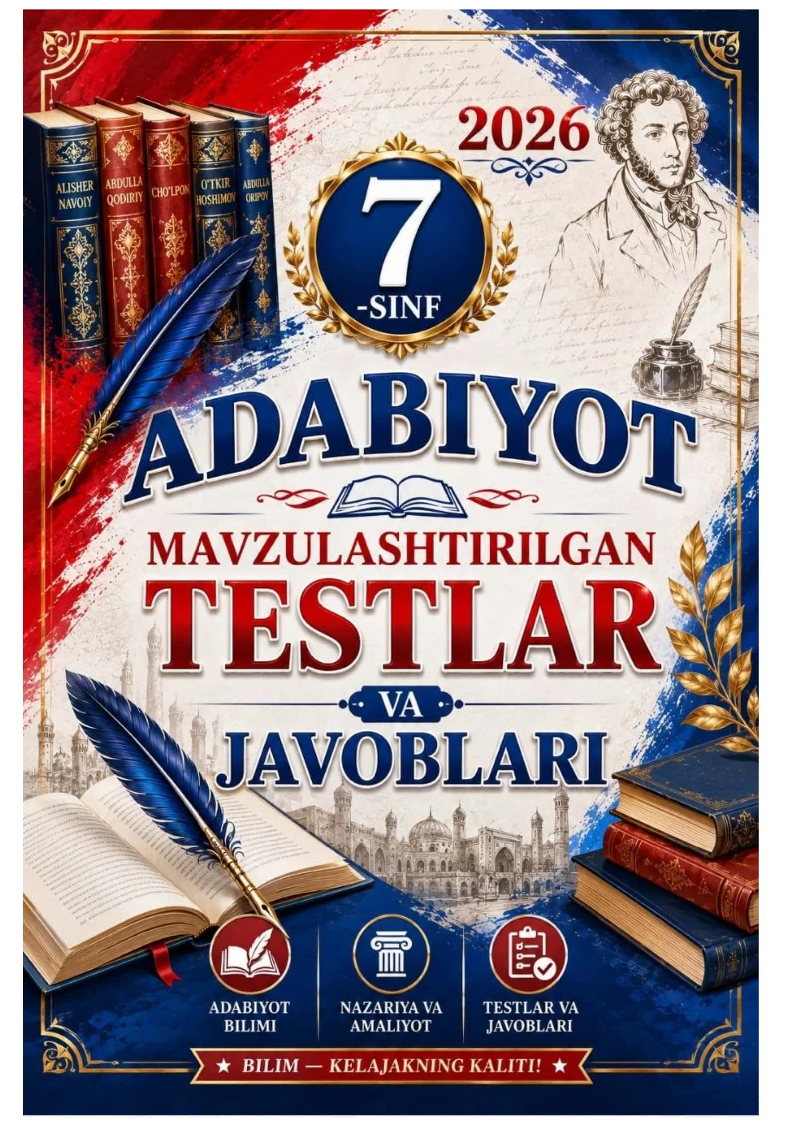 7-SINF ADABIYOT FANIDAN MAVZULASHTIRILGAN TESTLAR 2026 YIL