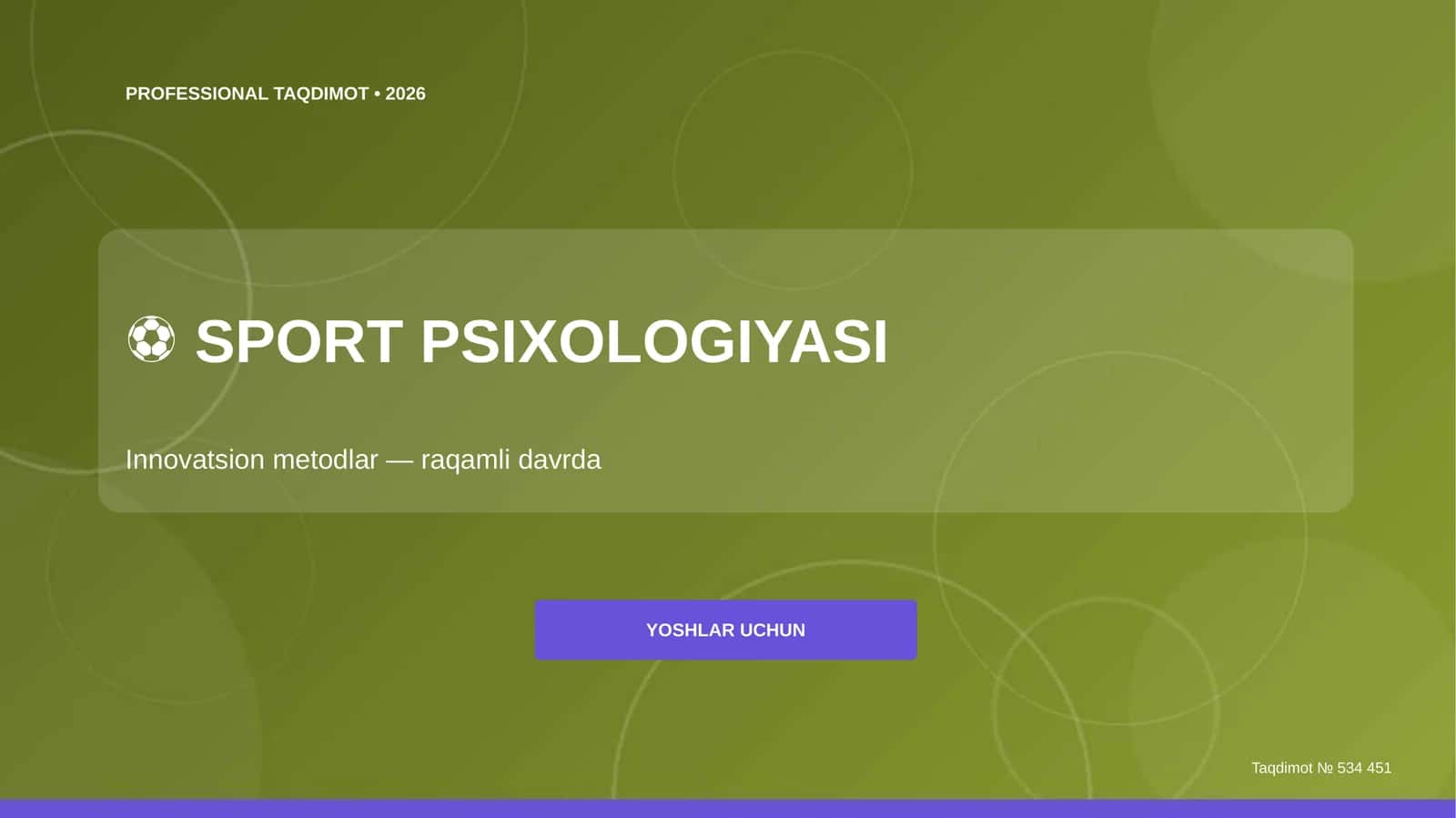 Sport psixologiyasi: innovatsion metodlar (raqamli davrda) [yoshlar uchun]
