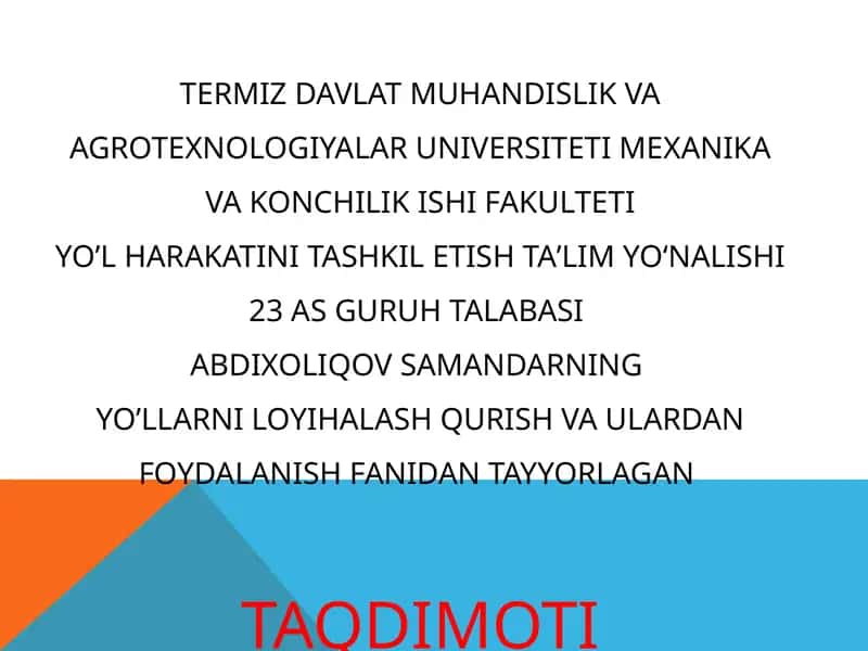 Avtomobil yoʻllarida koʼrinish masofasini aniqlash