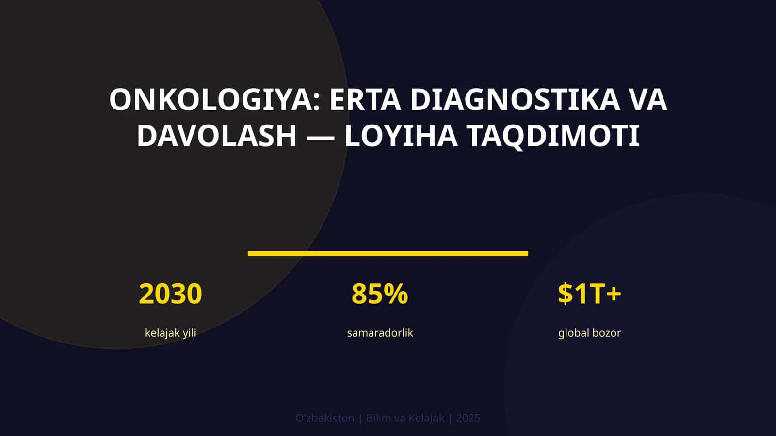 Onkologiya: Erta Diagnostika va Davolash — Loyiha Taqdimoti