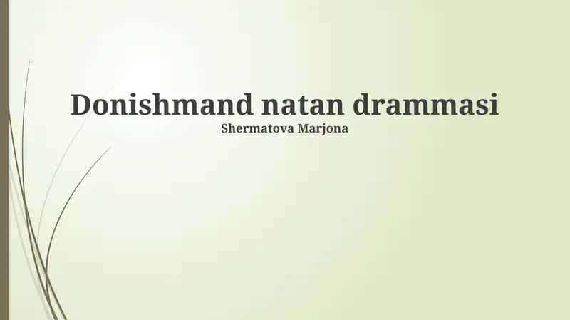 Donishmand natan drammasi