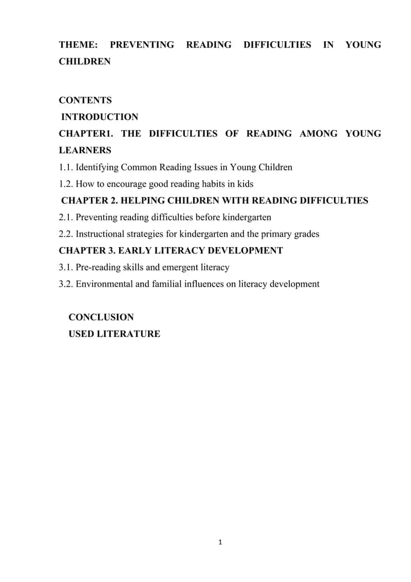 Preventing Reading Difficulties in Young Children
