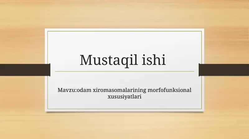 odam xiromasomalarining morfofunksional xususiyatlari