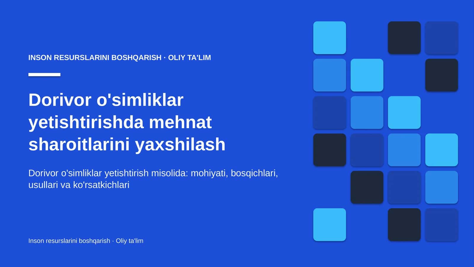 dorivor o'simliklar yetishtirishda mehnat sharoitlarini yaxshilash 8681
