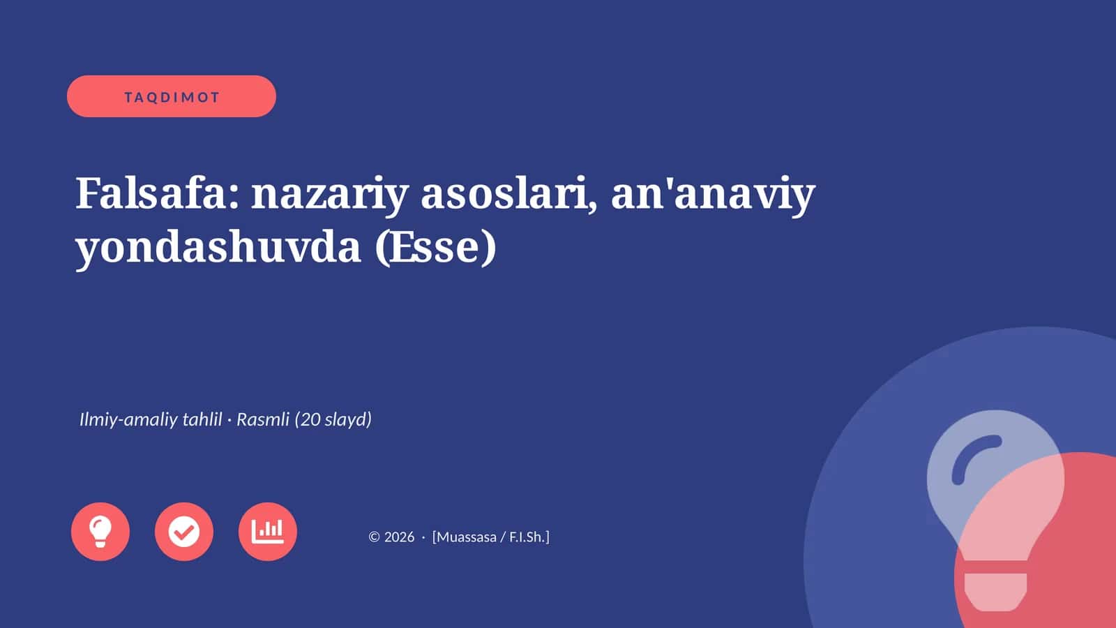 Falsafa: nazariy asoslari, an'anaviy yondashuvda (Esse)