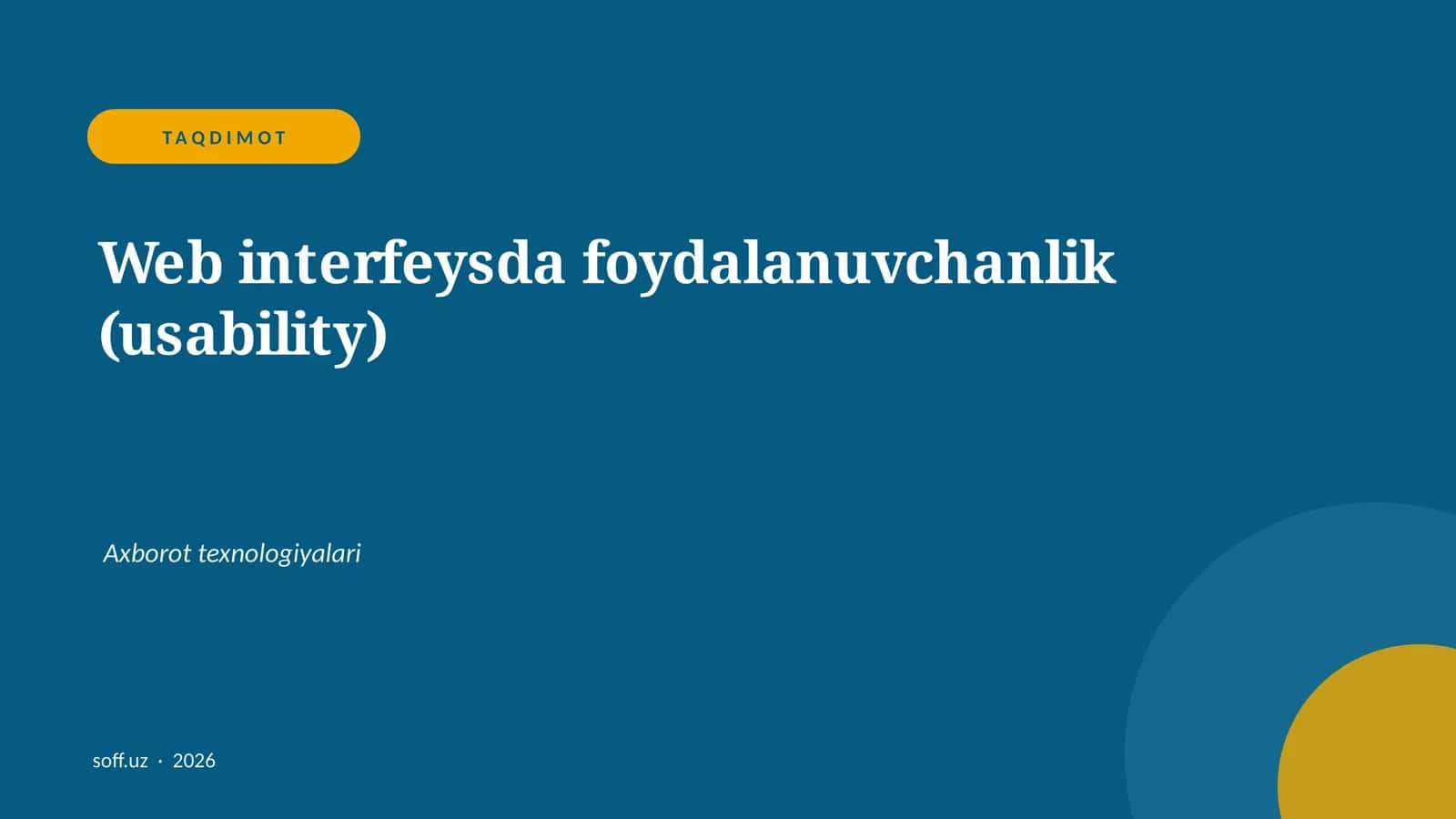 Web interfeysda foydalanuvchanlik (usability)