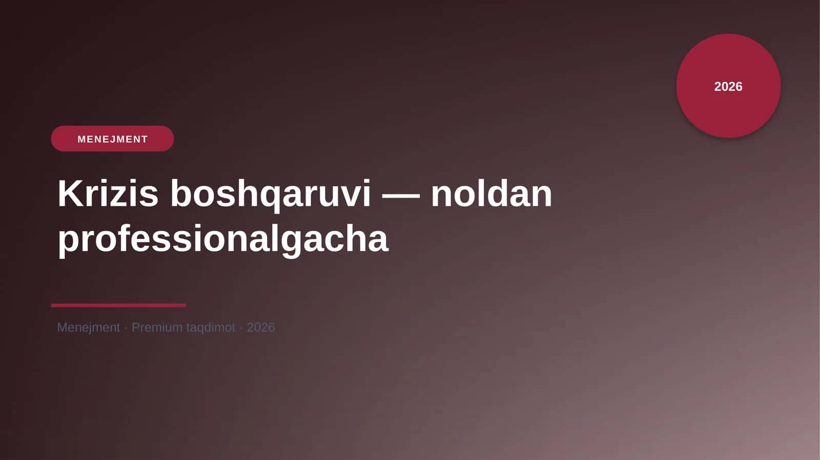 Krizis boshqaruvi — noldan professionalgacha