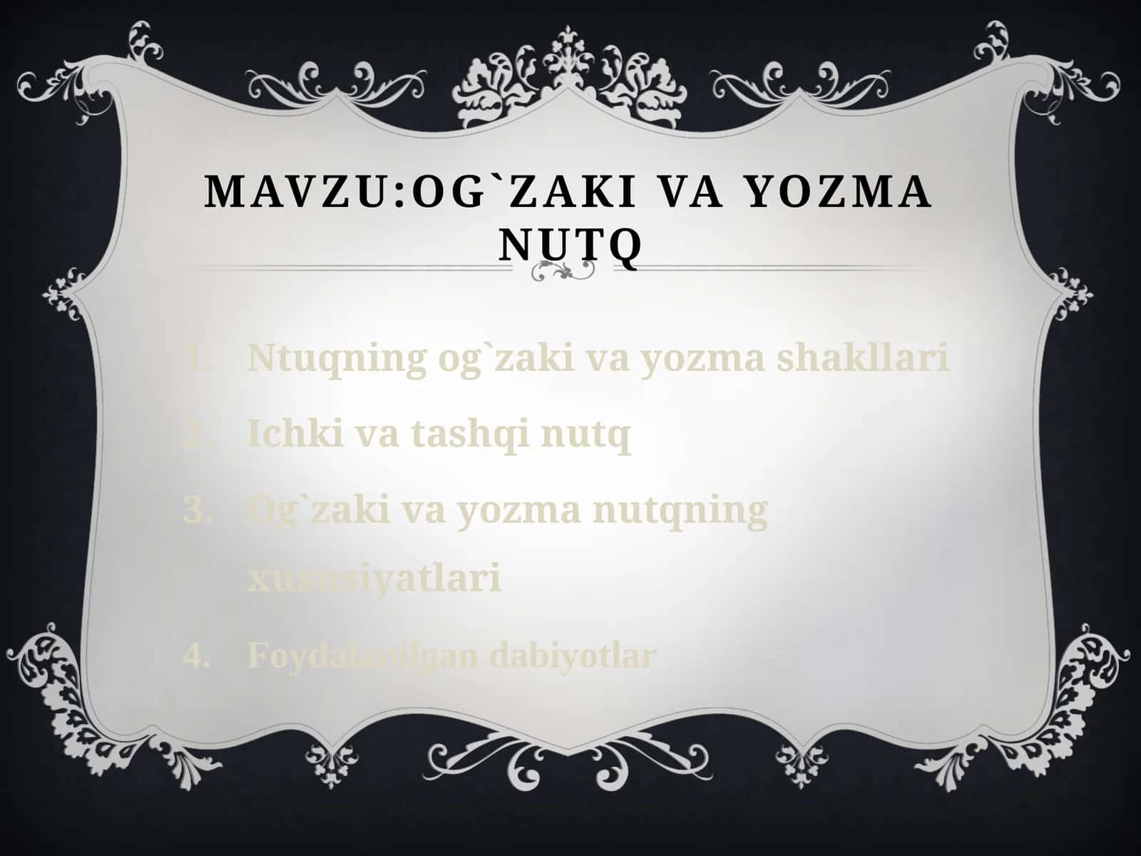 Og`zaki va yozma nutq