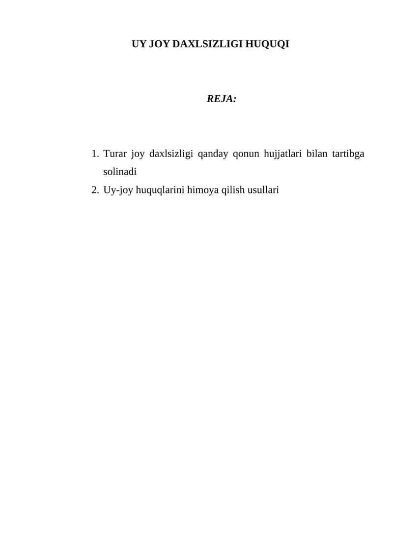 UY JOY DAXLSIZLIGI HUQUQI