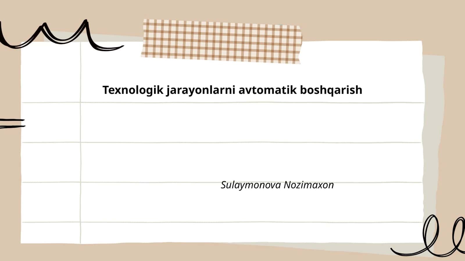 Texnologik jarayonlarni avtomatik boshqarish