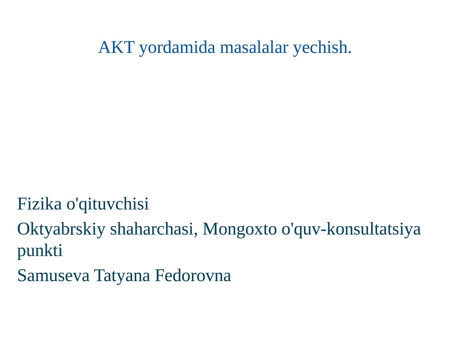 Fizika - AKT yordamida masalalar yechish