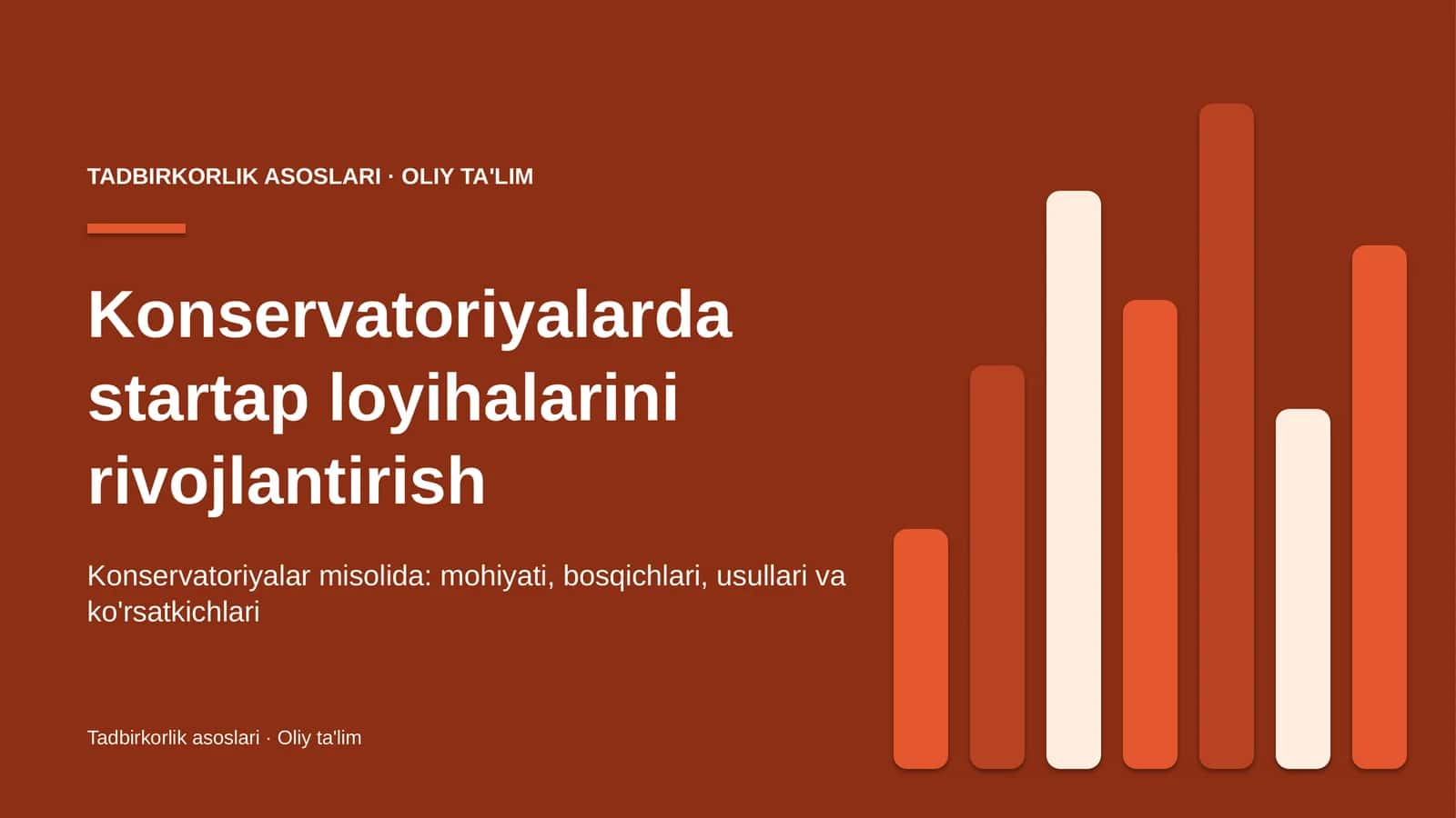Konservatoriyalarda startap loyihalarini rivojlantirish