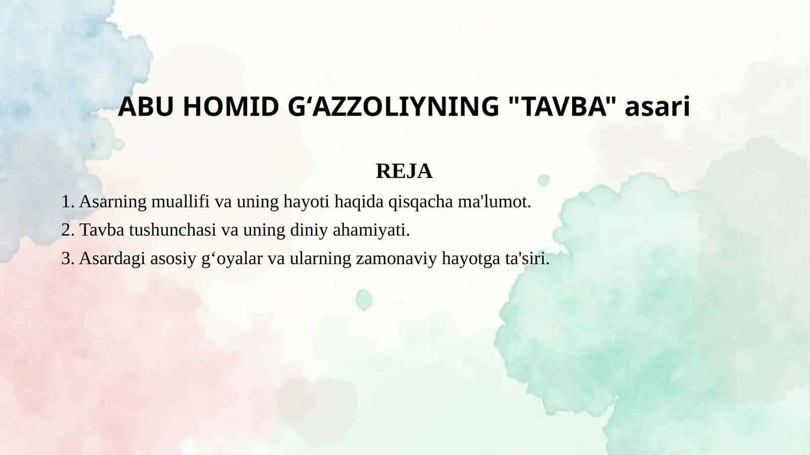ABU HOMID GʻAZZOLIYNING TAVBA asari