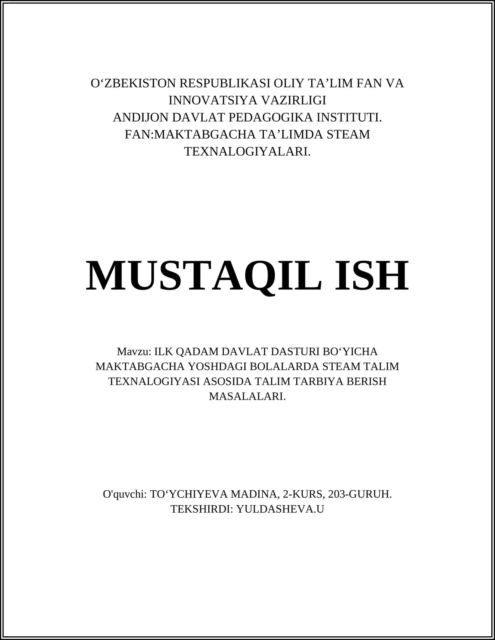 STEAM TA’LIM TEXNOLOGIYALARI