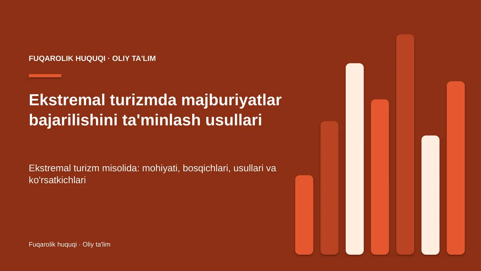Ekstremal turizmda majburiyatlar bajarilishini ta'minlash usullari