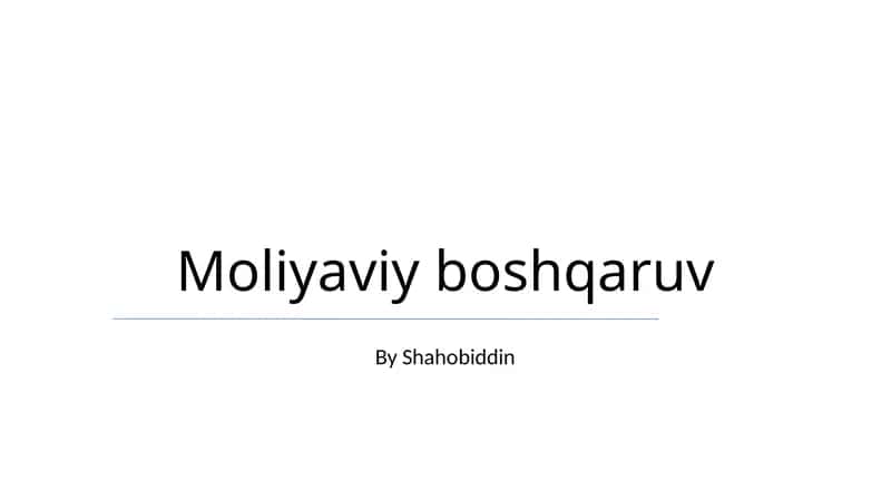 Moliyaviy boshqaruv