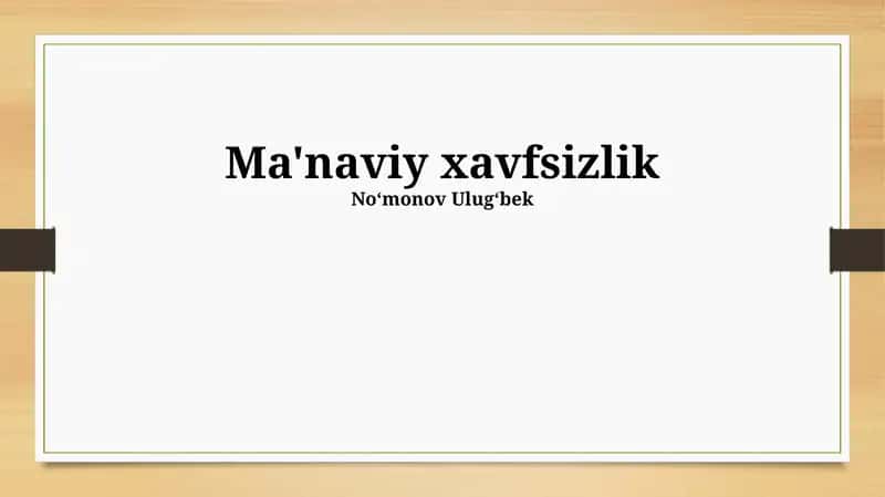 Ma'naviy xavfsizlik