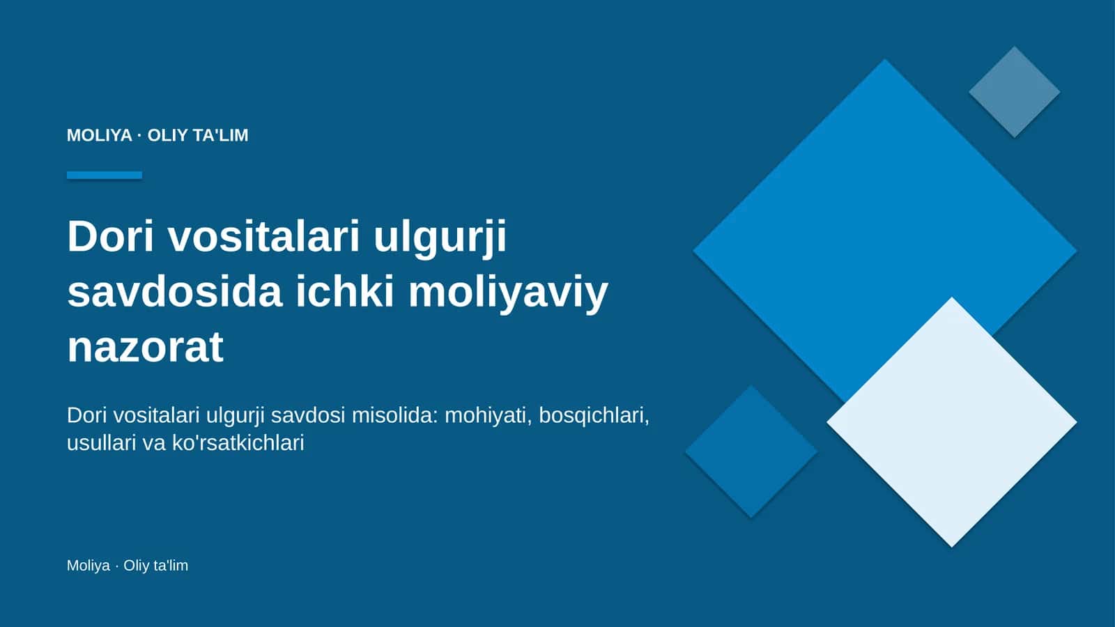 Dori vositalari ulgurji savdosida ichki moliyaviy nazorat