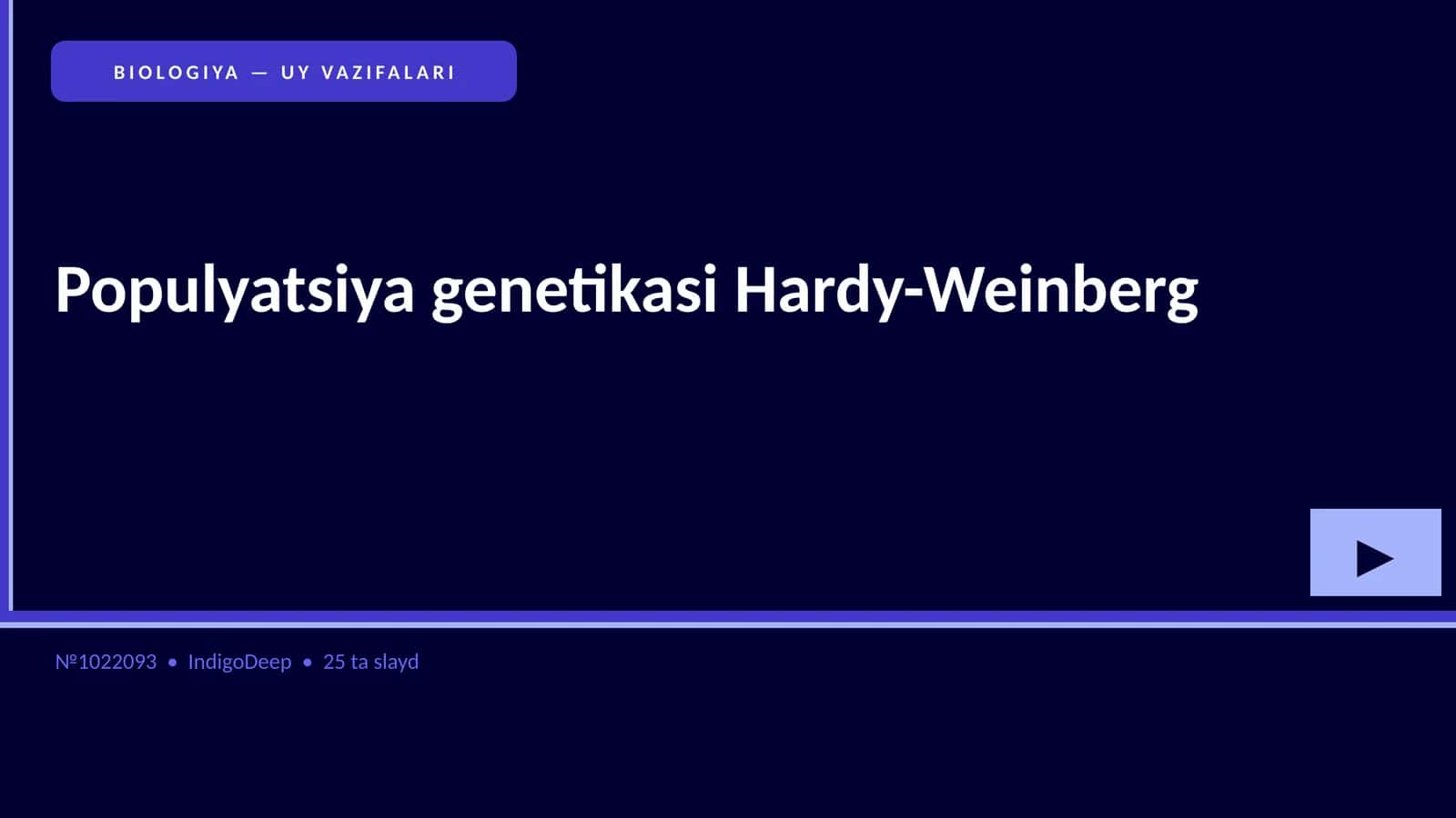 BIOLOGIYA — UY VAZIFALARI