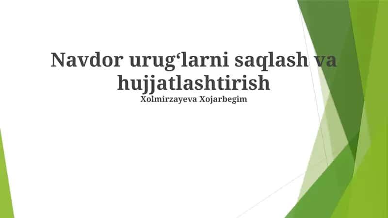 Urugʻlarni saqlash va hujjatlashtirish