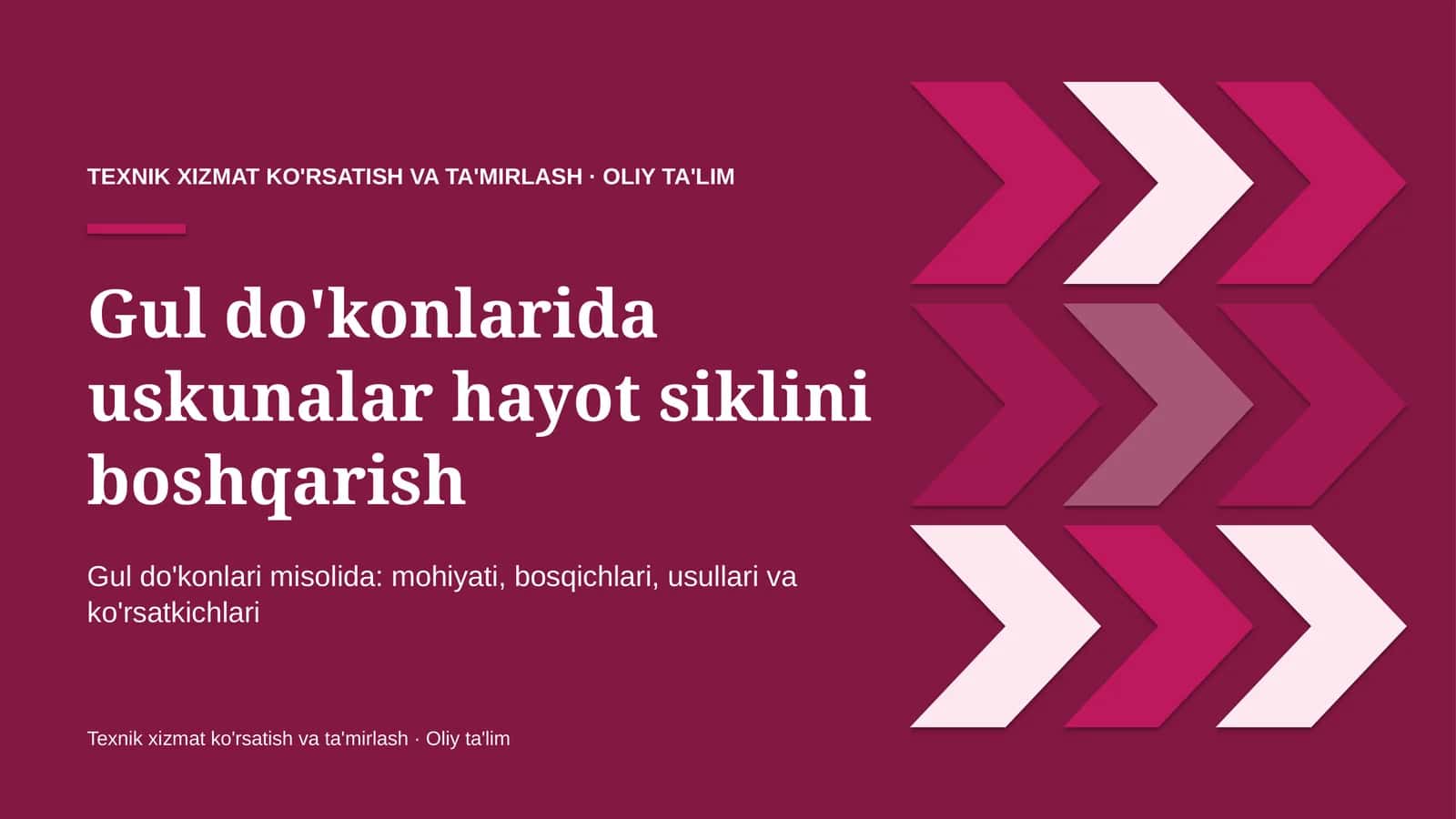 Gul do'konlarida uskunalar hayot siklini boshqarish
