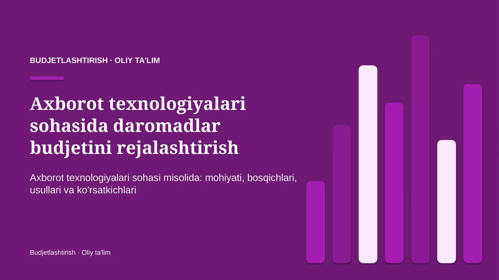 Axborot texnologiyalari sohasida daromadlar budjetini rejalashtirish