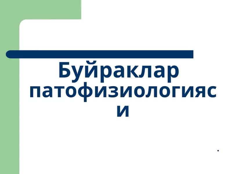 Буйракларпатофизиологияси