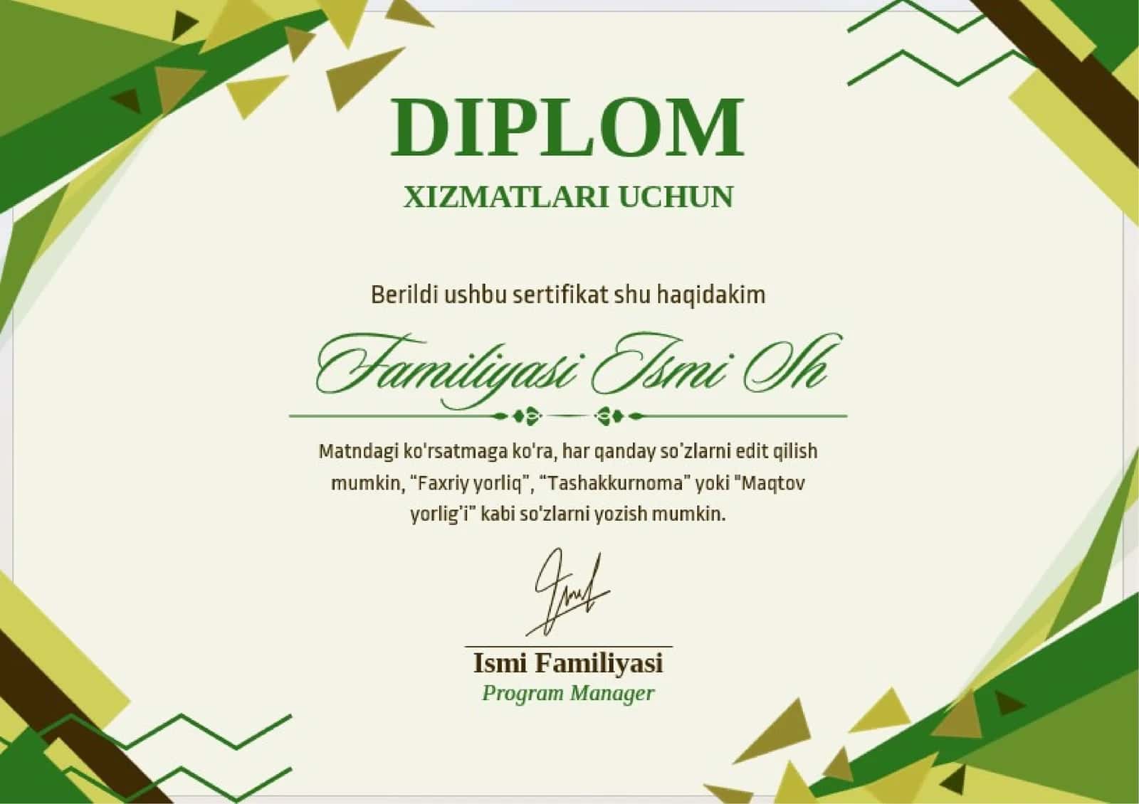 DIPLOM XIZMATLARI UCHUN