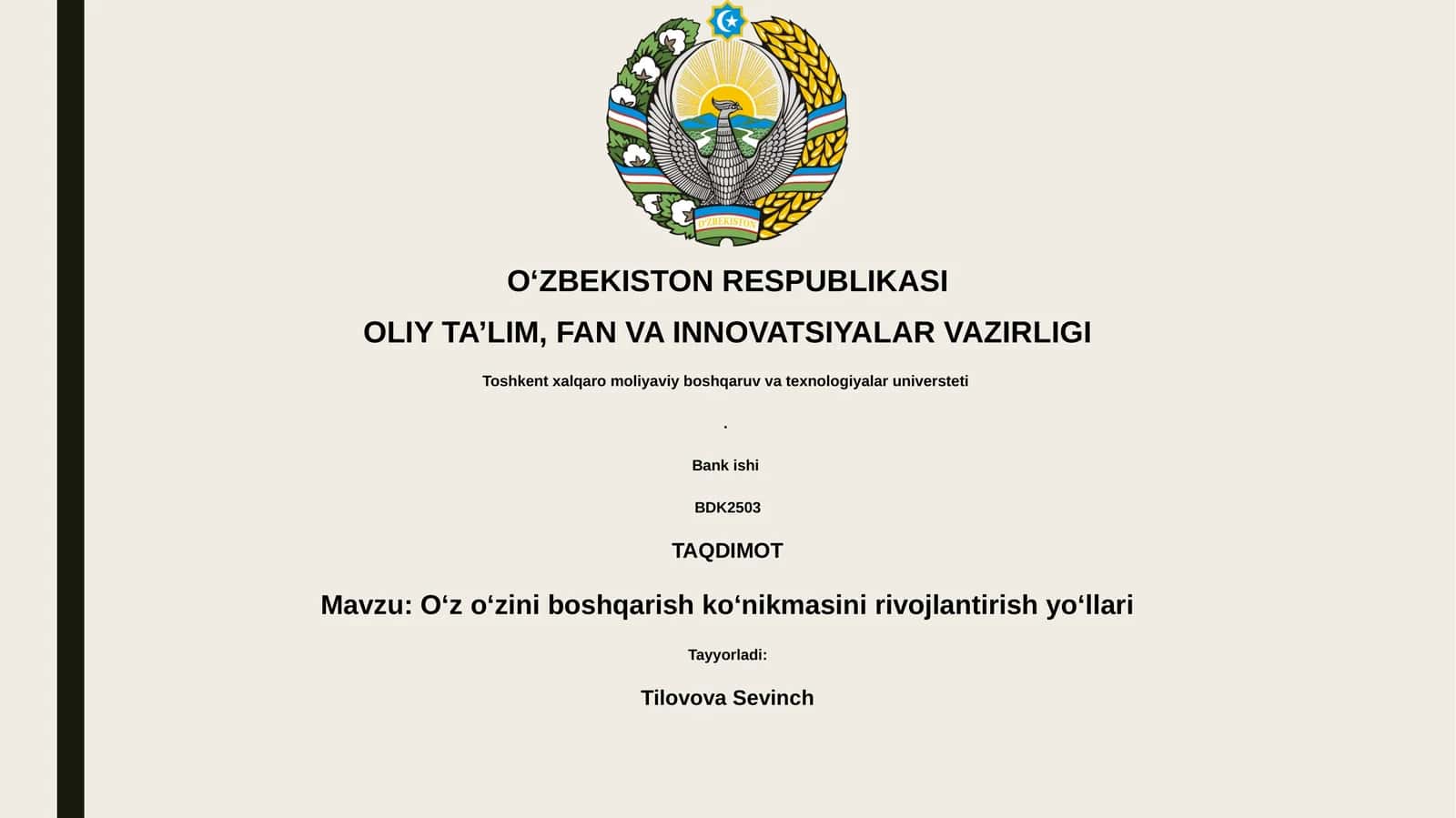 Oʻz oʻzini boshqarish koʻnikmasini rivojlantirish yoʻllari