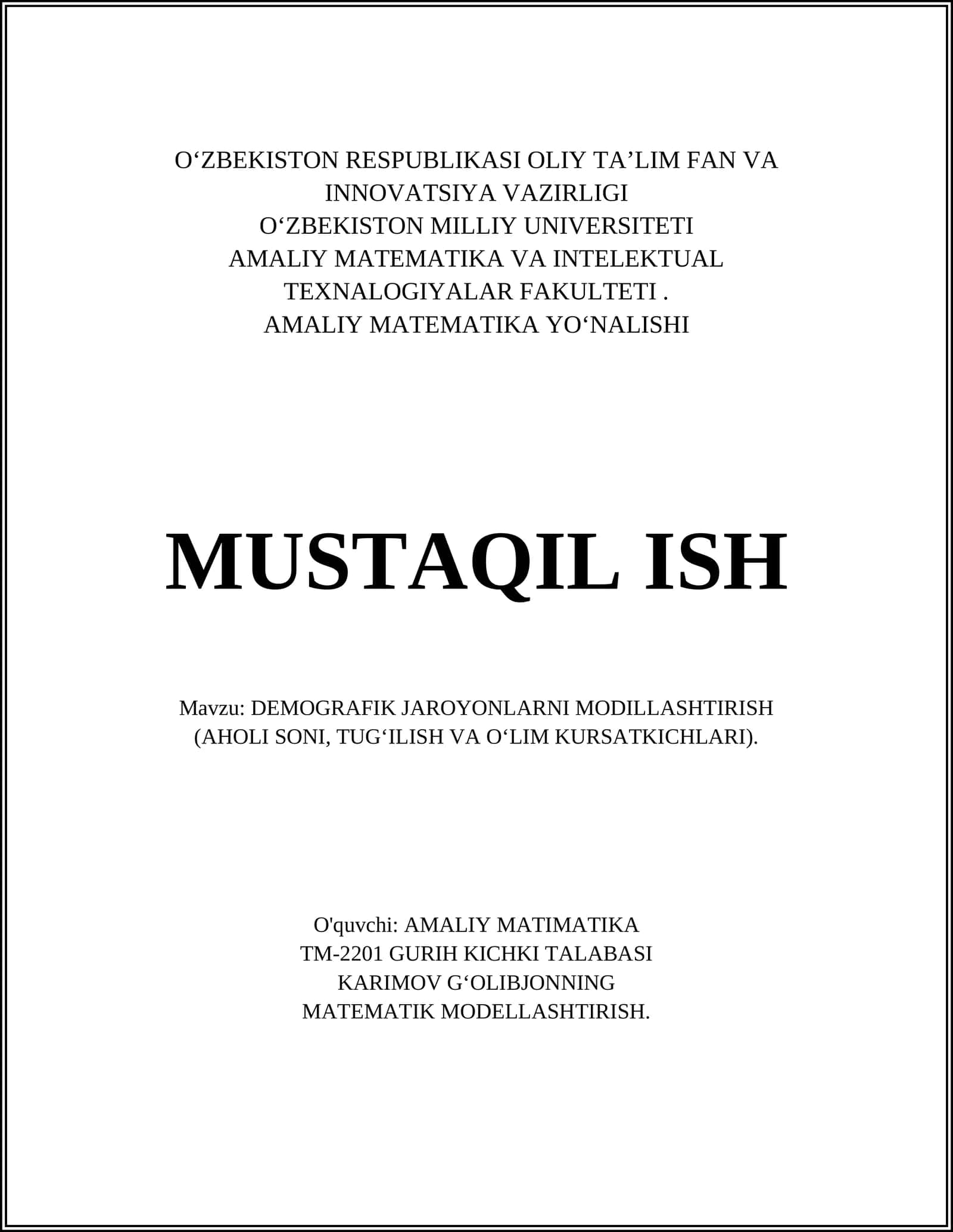 TM-2201 GURIH KICHKI TALABASI