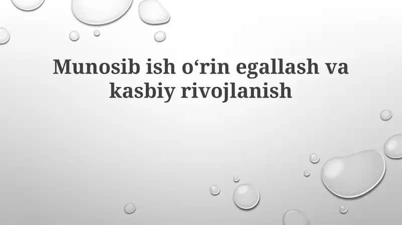 Munosibishoʻrinegallash kasbiy rivojlanish
