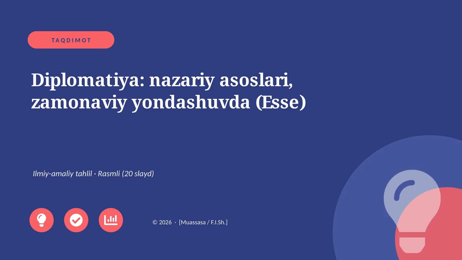 Diplomatiya: nazariy asoslari, zamonaviy yondashuvda (Esse)