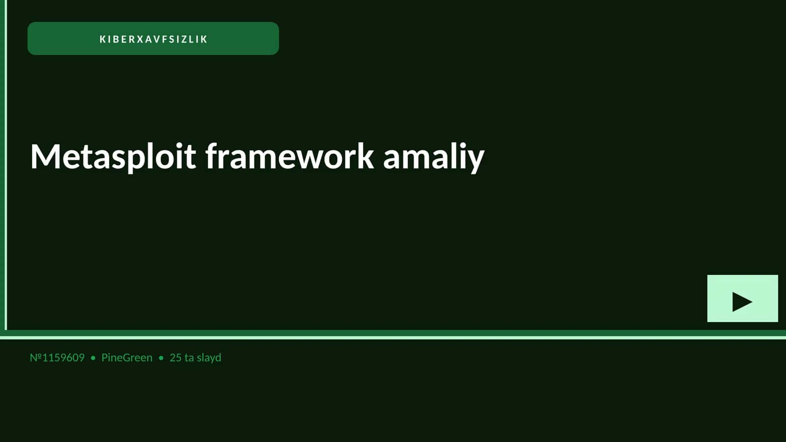 KIBERXAVFSIZLIK: Metasploit framework amaliy