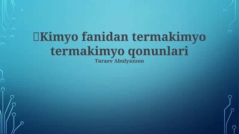 Kimyo fanidan termakimyo