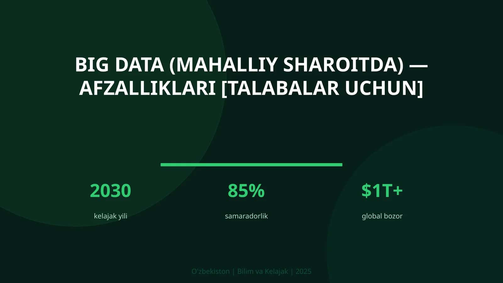 BIG DATA (MAHALLIY SHAROITDA) — AFZALLIKLARI [TALABALAR UCHUN]