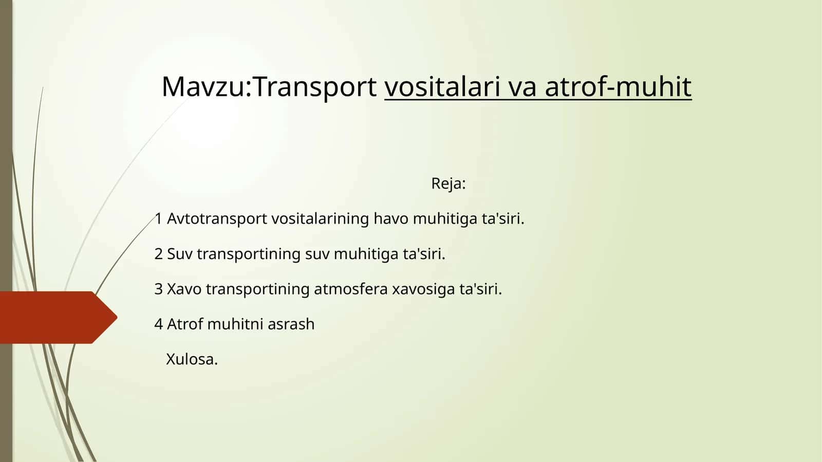 Transport vositalari va atrof-muhit