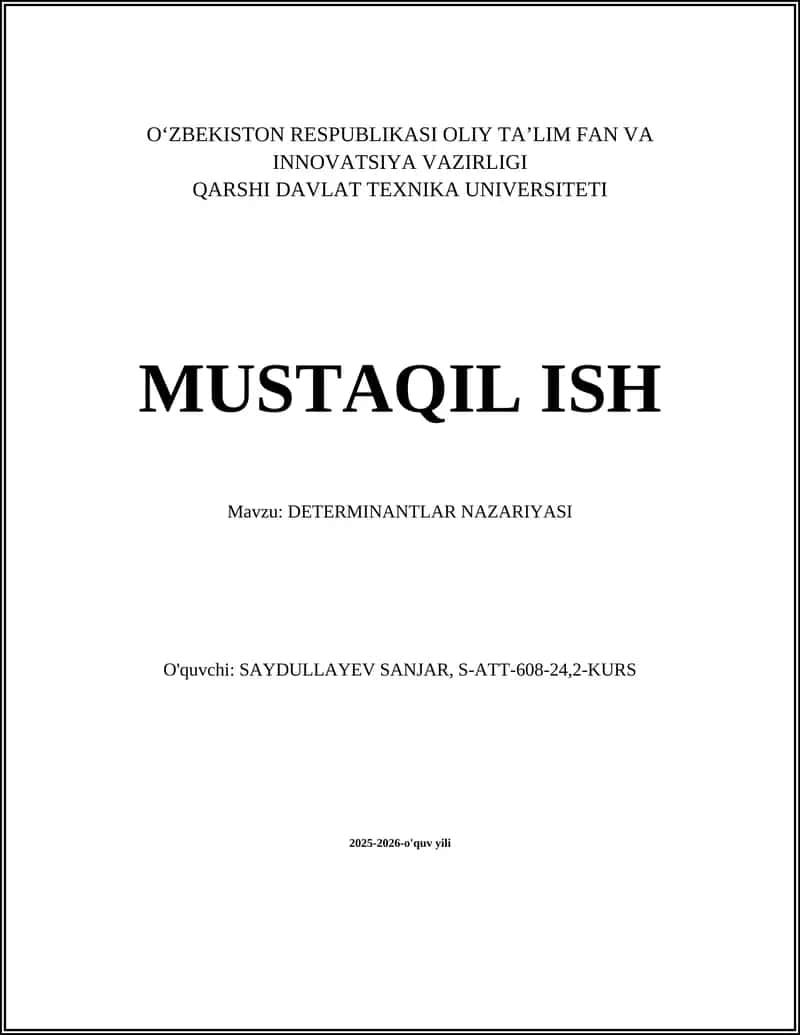 DETERMINANTLAR NAZARIYASI